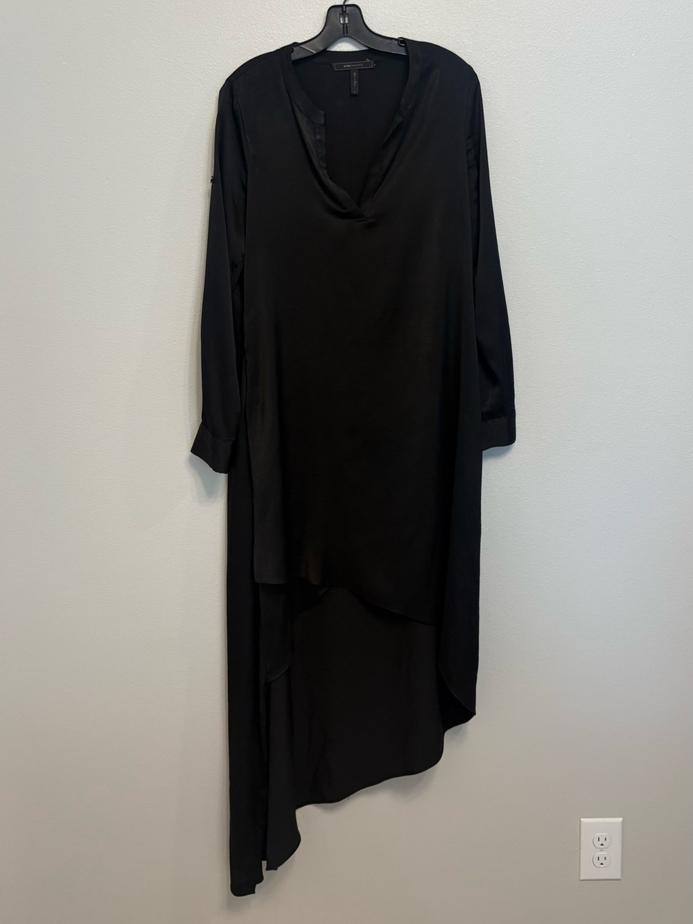 BCBGMaxAzria Black Asymmetrical Long-Sleeve Dress